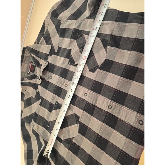 Tony Hawk Button Dress Shirt Men's Size XXL Red Black Gray Plaid 30‎ Long 23 PTP - Picture 6 of 7